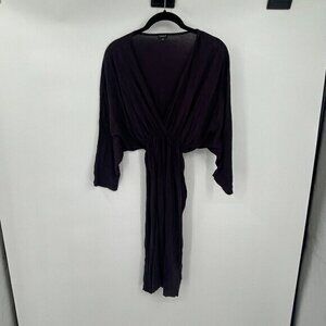 9Seed Womens Dress Small V Neck Purple Stretch Pullover Batwing Kimono Knit USA